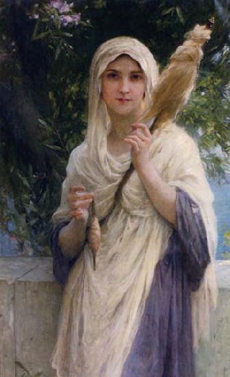 Charles-Amable Lenoir The Spinner by the Sea oil painting picture
